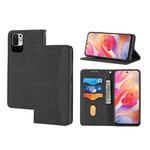 For Xiaomi Redmi Note 10 5G Woven Texture Stitching Magnetic Horizontal Flip PU Leather Case with Holder & Card Slots & Wallet & Lanyard(Black)
