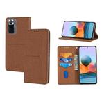 For Xiaomi Redmi Note 10 Pro 5G Woven Texture Stitching Magnetic Horizontal Flip PU Leather Case with Holder & Card Slots & Wallet & Lanyard(Brown)