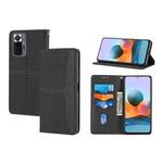 For Xiaomi Redmi Note 10 Pro 5G Woven Texture Stitching Magnetic Horizontal Flip PU Leather Case with Holder & Card Slots & Wallet & Lanyard(Black)