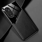 All-inclusive Leather + Organic Glass Protective Case with Metal Iron Sheet For Honor 50 Pro(Black)