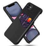 For iPhone 11 Cloth Texture PC + PU Leather Back Cover Shockproof Case with Card Slot (Black)