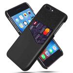 Cloth Texture PC + PU Leather Back Cover Shockproof Case with Card Slot For iPhone 7 Plus / 8  Plus(Black)