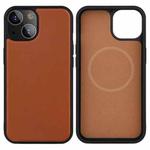 PU Leather Skin Magnetic Patch TPU Shockproof Magsafe Case For iPhone 13 mini(Brown)