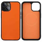 For iPhone 13 Pro Max PU Leather Skin Magnetic Patch TPU Shockproof Magsafe Case (Orange)