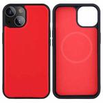 For iPhone 13 Pro Max PU Leather Skin Magnetic Patch TPU Shockproof Magsafe Case (Red)