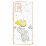 For Samsung Galaxy A21s Colored Drawing Starry Sky Epoxy TPU Shockproof Case with Ring Holder(Baby Elephant)