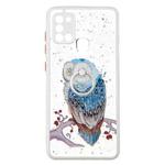 For Samsung Galaxy A21s Colored Drawing Starry Sky Epoxy TPU Shockproof Case with Ring Holder(Owl)