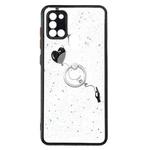 For Samsung Galaxy A21s Colored Drawing Starry Sky Epoxy TPU Shockproof Case with Ring Holder(Heart)