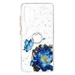 For Samsung Galaxy A32 4G Colored Drawing Starry Sky Epoxy TPU Shockproof Case with Ring Holder(Blue Butterfly)