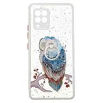 For Samsung Galaxy A42 5G Colored Drawing Starry Sky Epoxy TPU Shockproof Case with Ring Holder(Owl)