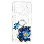 For Samsung Galaxy A42 5G Colored Drawing Starry Sky Epoxy TPU Shockproof Case with Ring Holder(Blue Butterfly)