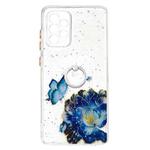 For Samsung Galaxy A72 5G Colored Drawing Starry Sky Epoxy TPU Shockproof Case with Ring Holder(Blue Butterfly)