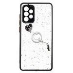 For Samsung Galaxy A72 5G Colored Drawing Starry Sky Epoxy TPU Shockproof Case with Ring Holder(Heart)