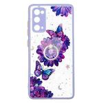 For Samsung Galaxy S20 FE 4G / 5G Colored Drawing Starry Sky Epoxy TPU Shockproof Case with Ring Holder(Purple Flower Butterfly)