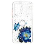 For Samsung Galaxy S20 FE 4G / 5G Colored Drawing Starry Sky Epoxy TPU Shockproof Case with Ring Holder(Blue Butterfly)