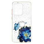 For Samsung Galaxy S20 Ultra Colored Drawing Starry Sky Epoxy TPU Shockproof Case with Ring Holder(Blue Butterfly)