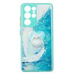 For Samsung Galaxy S21 Ultra 5G Colored Drawing Starry Sky Epoxy TPU Shockproof Case with Ring Holder(Waves)