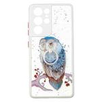 For Samsung Galaxy S21 Ultra 5G Colored Drawing Starry Sky Epoxy TPU Shockproof Case with Ring Holder(Owl)