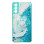 For Samsung Galaxy S21+ 5G Colored Drawing Starry Sky Epoxy TPU Shockproof Case with Ring Holder(Waves)