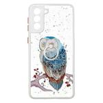 For Samsung Galaxy S21+ 5G Colored Drawing Starry Sky Epoxy TPU Shockproof Case with Ring Holder(Owl)
