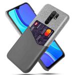 For Xiaomi Redmi 9 Cloth Texture PC + PU Leather Back Cover Shockproof Case with Card Slot(Grey)