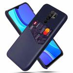 For Xiaomi Redmi 9 Cloth Texture PC + PU Leather Back Cover Shockproof Case with Card Slot(Blue)