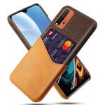 For Xiaomi Redmi 9 Power Cloth Texture PC + PU Leather Back Cover Shockproof Case with Card Slot(Orange)