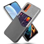For Xiaomi Redmi 9 Power Cloth Texture PC + PU Leather Back Cover Shockproof Case with Card Slot(Grey)