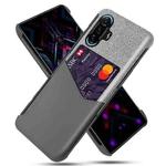 For Xiaomi Redmi K40 Gaming Cloth Texture PC + PU Leather Back Cover Shockproof Case with Card Slot(Grey)