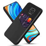 For Xiaomi Redmi Note 9 Pro Cloth Texture PC + PU Leather Back Cover Shockproof Case with Card Slot(Black)