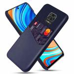 For Xiaomi Redmi Note 9S Cloth Texture PC + PU Leather Back Cover Shockproof Case with Card Slot(Blue)