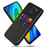 For Xiaomi Redmi Note 9 Cloth Texture PC + PU Leather Back Cover Shockproof Case with Card Slot(Black)