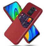 For Xiaomi Redmi Note 9 Cloth Texture PC + PU Leather Back Cover Shockproof Case with Card Slot(Red)