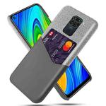 For Xiaomi Redmi Note 9 Cloth Texture PC + PU Leather Back Cover Shockproof Case with Card Slot(Grey)