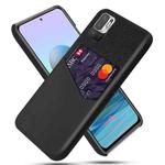 For Xiaomi Redmi Note 10 5G Cloth Texture PC + PU Leather Back Cover Shockproof Case with Card Slot(Black)