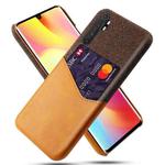 For Xiaomi Mi Note 10 Lite Cloth Texture PC + PU Leather Back Cover Shockproof Case with Card Slot(Orange)