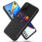 For Xiaomi Mi 10T Pro 5G Cloth Texture PC + PU Leather Back Cover Shockproof Case with Card Slot(Black)