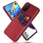 For Xiaomi Mi 10T Pro 5G Cloth Texture PC + PU Leather Back Cover Shockproof Case with Card Slot(Red)