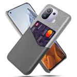 For Xiaomi Mi 11 Pro Cloth Texture PC + PU Leather Back Cover Shockproof Case with Card Slot(Grey)