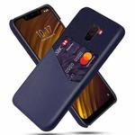 For Xiaomi Pocophone F1 Cloth Texture PC + PU Leather Back Cover Shockproof Case with Card Slot(Blue)