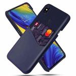 For Xiaomi Mi Mix 3 Cloth Texture PC + PU Leather Back Cover Shockproof Case with Card Slot(Blue)