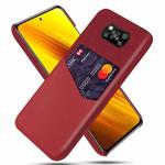 For Xiaomi Poco X3 Cloth Texture PC + PU Leather Back Cover Shockproof Case with Card Slot(Red)