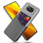 For Xiaomi Poco X3 Cloth Texture PC + PU Leather Back Cover Shockproof Case with Card Slot(Grey)