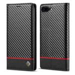 LC.IMEEKE Carbon Fiber PU + TPU Horizontal Flip Leather Case with Holder & Card Slot & Wallet For iPhone 7Plus / 8Plus(Horizontal Black)