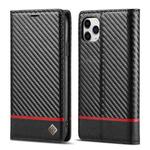 For iPhone 11 LC.IMEEKE Carbon Fiber PU + TPU Horizontal Flip Leather Case with Holder & Card Slot & Wallet (Horizontal Black)