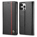 For iPhone 12 mini LC.IMEEKE Carbon Fiber PU + TPU Horizontal Flip Leather Case with Holder & Card Slot & Wallet (Vertical Black)