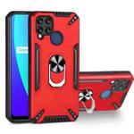 For Realme C15 PC + TPU Protective Case with 360 Degrees Rotatable Ring Holder(Red)