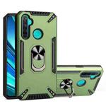 For Realme 5 PC + TPU Protective Case with 360 Degrees Rotatable Ring Holder(Dark Green)