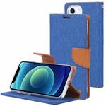 For iPhone 13 mini GOOSPERY CANVAS DIARY Cross Texture Horizontal Flip Leather Case with Holder& Card Slots & Wallet (Blue)