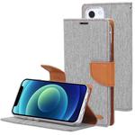 For iPhone 13 mini GOOSPERY CANVAS DIARY Cross Texture Horizontal Flip Leather Case with Holder& Card Slots & Wallet (Grey)